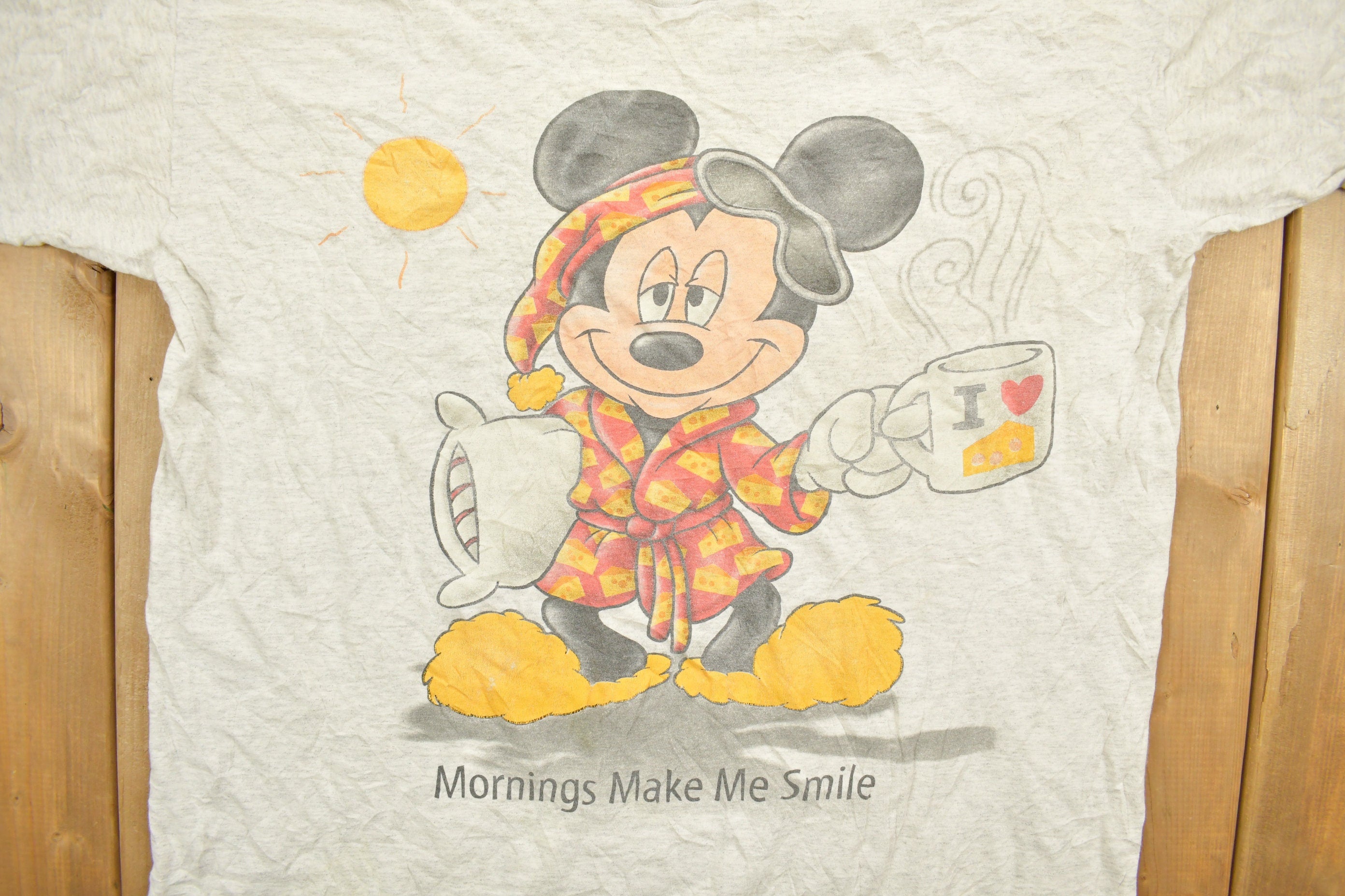 Vintage 1990s "Mornings Make Me Smile" Disney Cartoon Promo T-Shirt