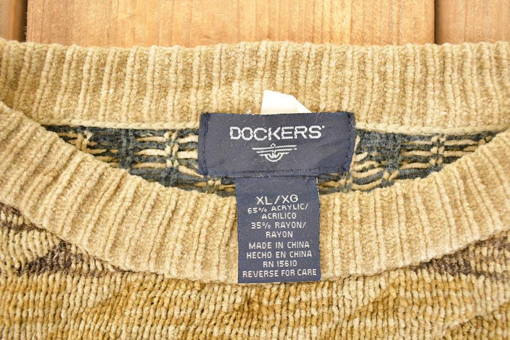 Vintage 1990s Dockers Abstract Knit Crewneck Sweater Men's L