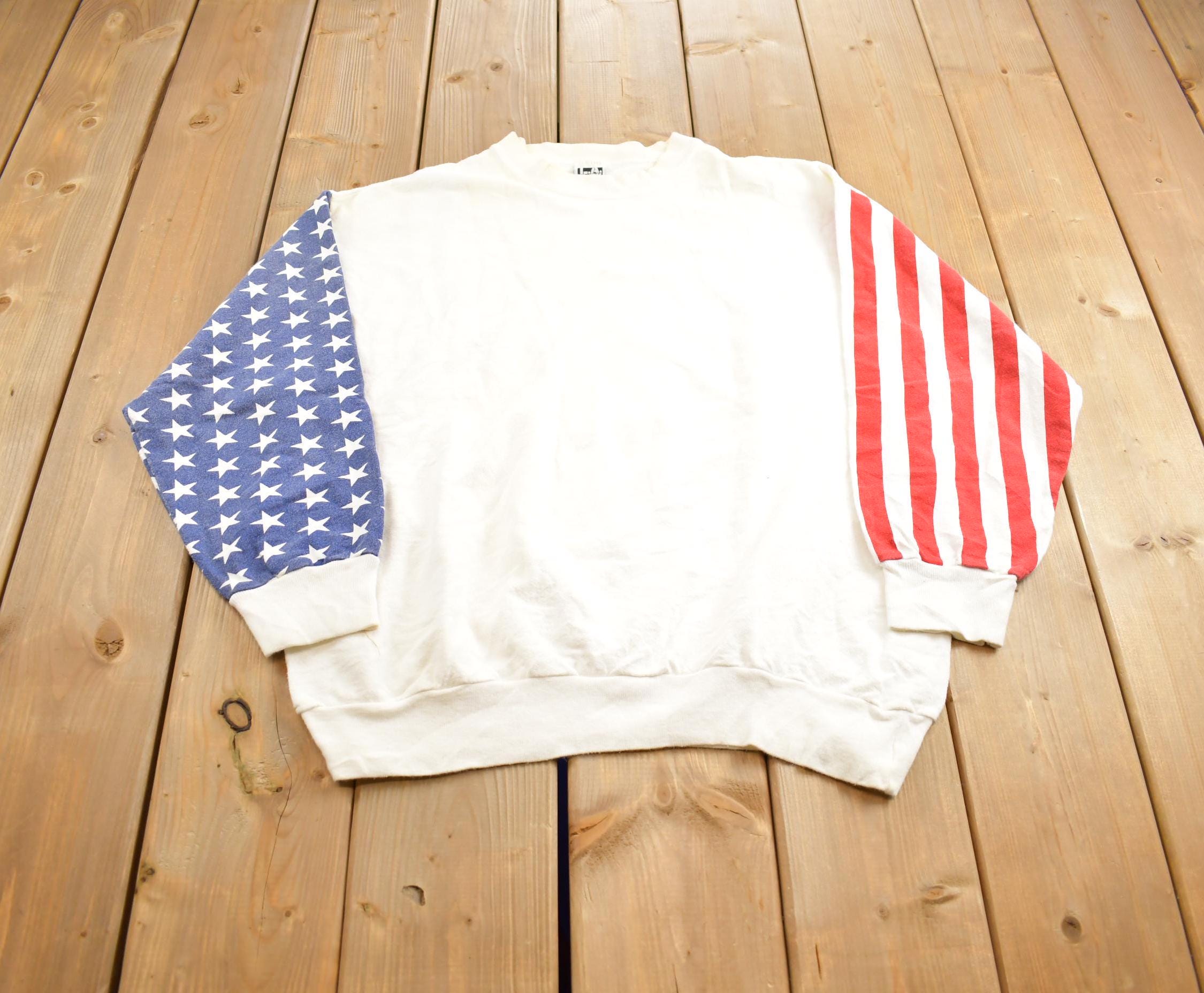 Vintage 1990s American Flag LA Sportswear Blank Crewneck Sweatshirt Made In USA