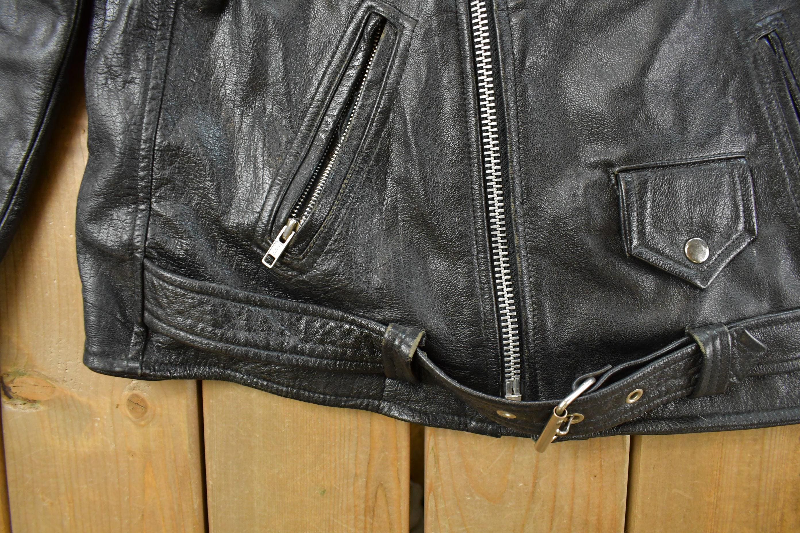 Vintage 1990s Biker Leather Jacket Men's Medium