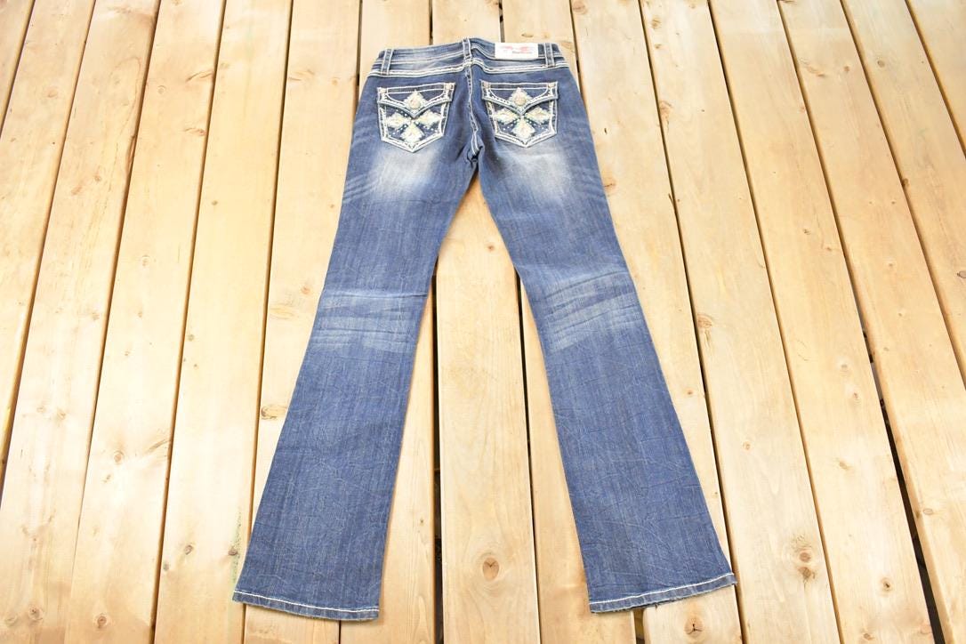 Vintage Deadstock Y2K Grace In LA Bedazzled Low Rise Jeans Women's Size 27 x 33