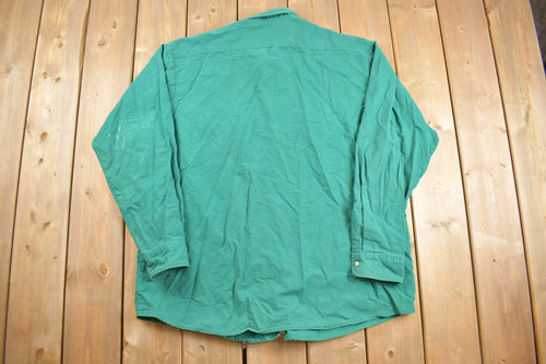 Vintage 1990s Five Brother Blank Button Up Shirt / 1990s Button Up / Vintage Flannel / Basic Button Up / Distressed / Workwear