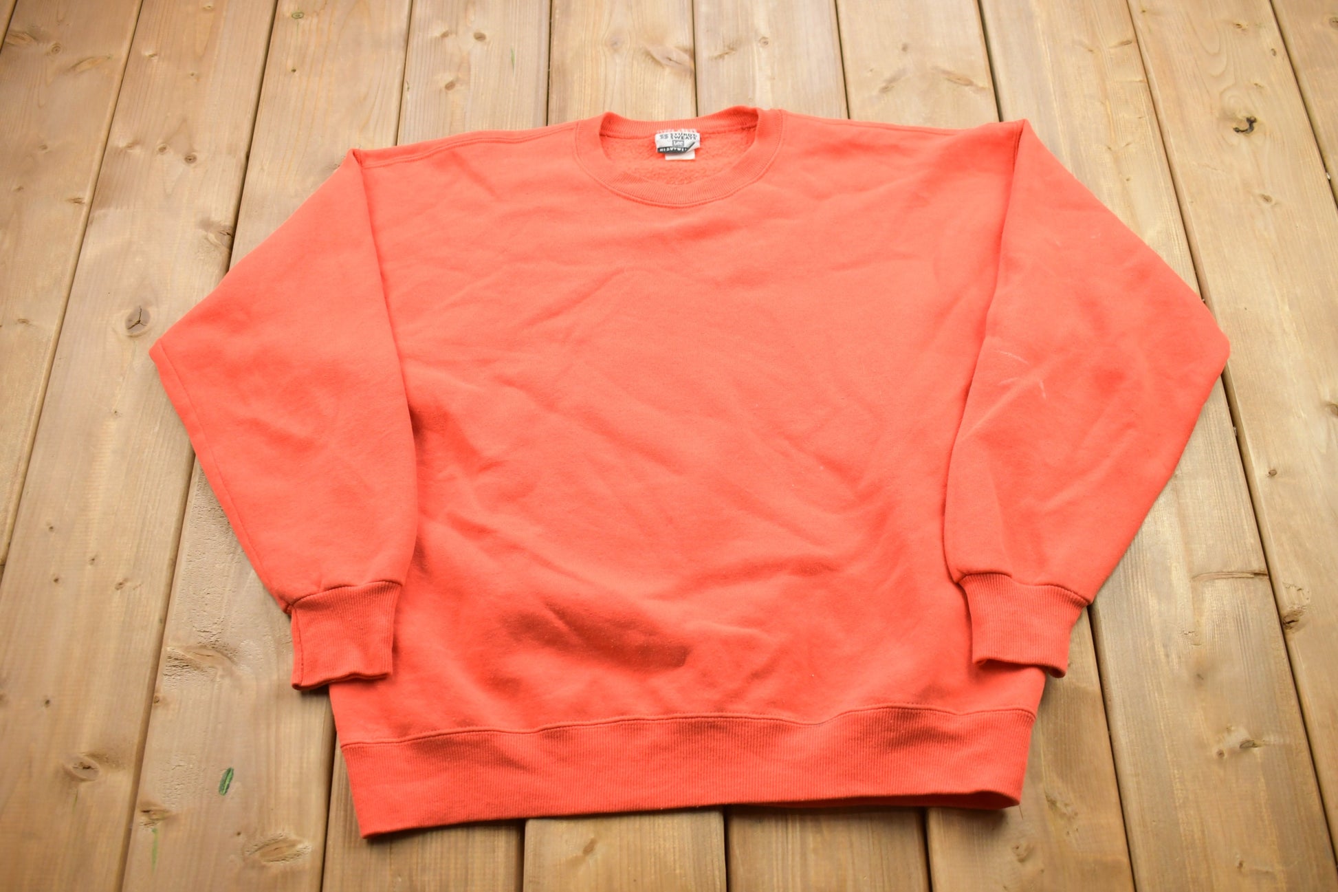 Vintage 1990s Blank Orange Heavyweight Lee Crewneck Sweatshirt
