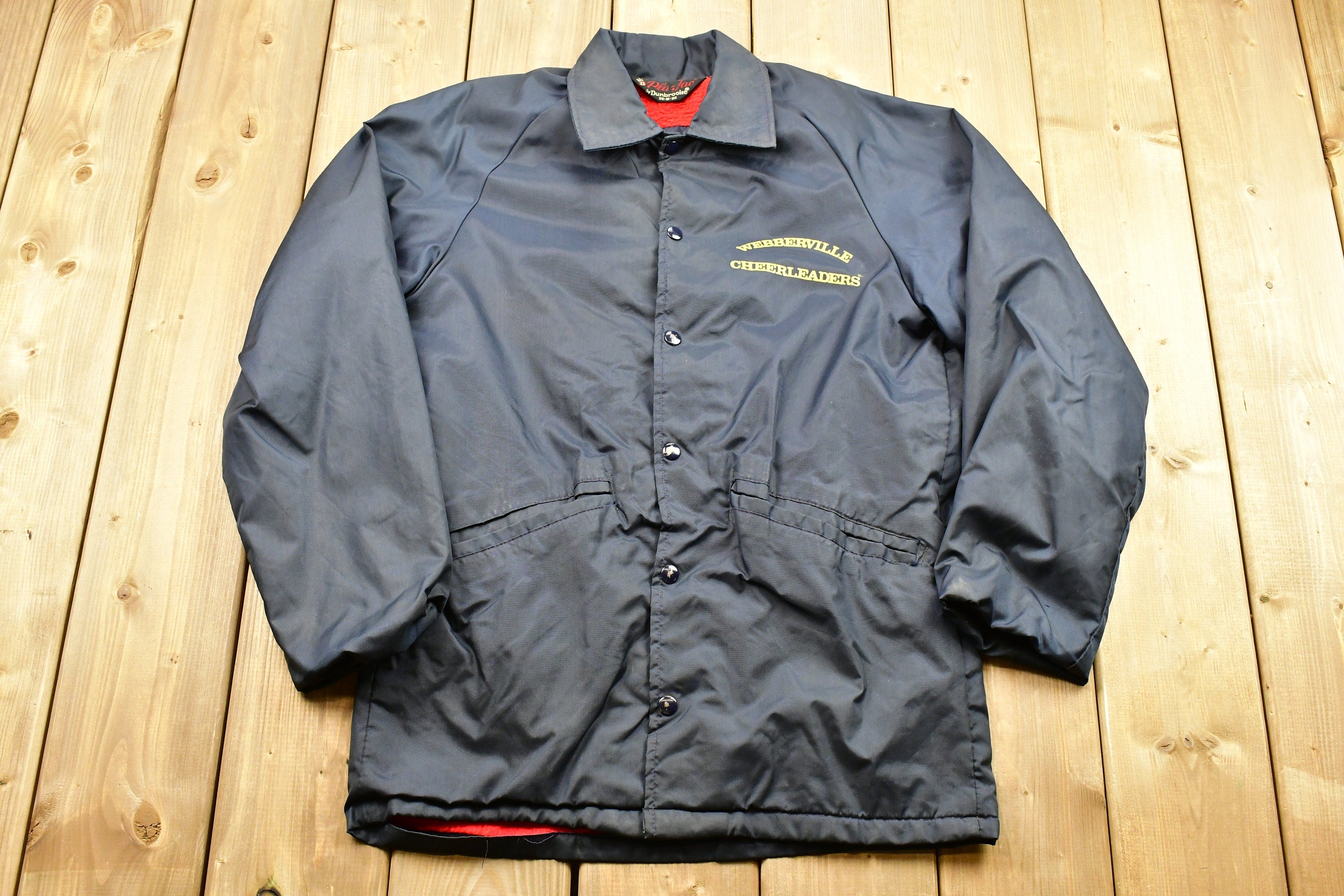 Vintage 1970s Webberville Cheerleaders Pla-Jac By Dunbrooke Fleece Lined Windbreaker
