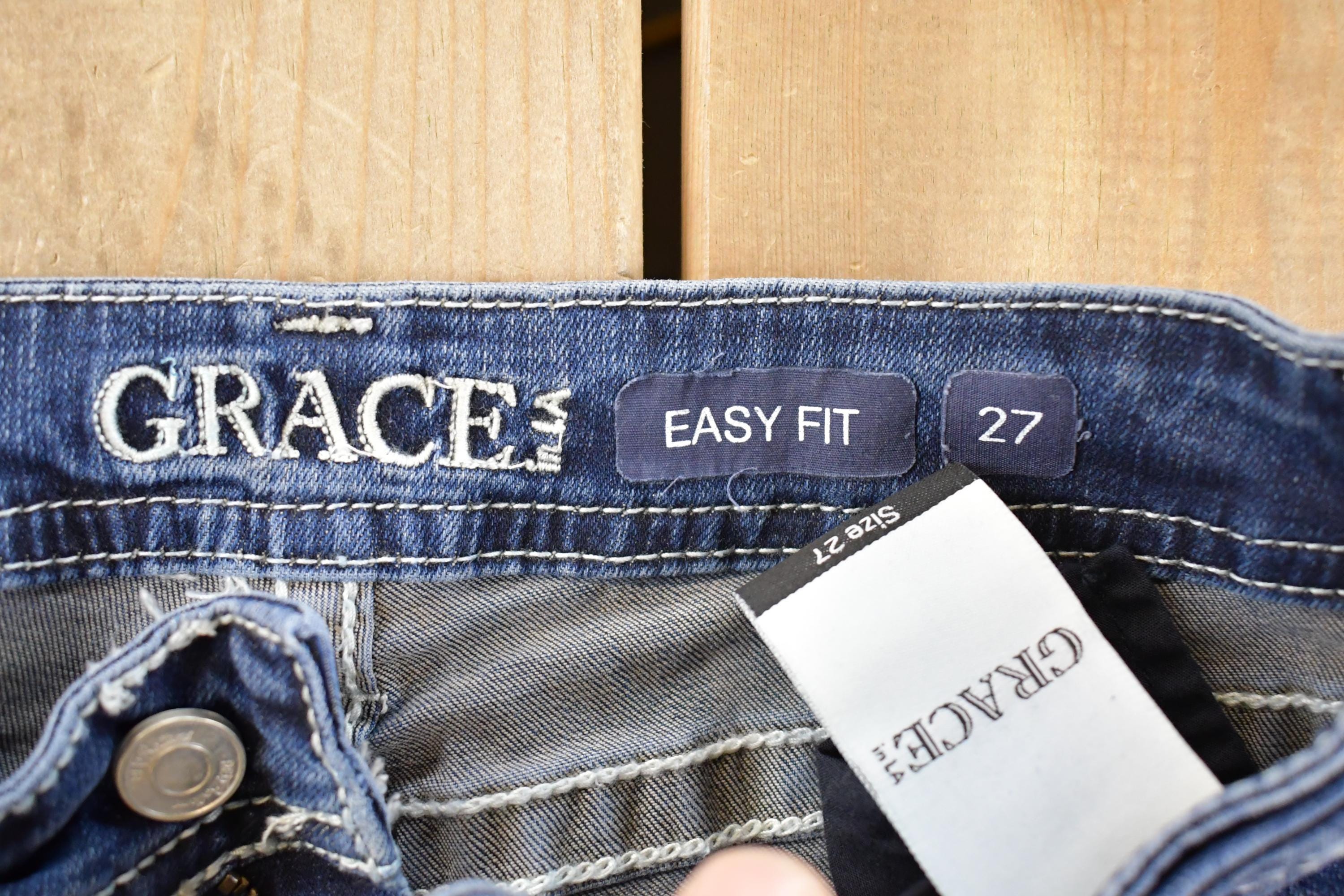 Vintage Deadstock Y2K Grace LA Bedazzled Low Rise Jeans Women's Size 27 x 32