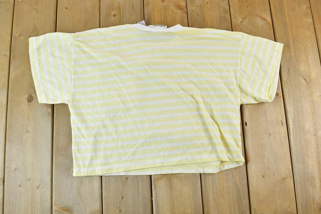Vintage 1990s Idioms Yellow Striped Single Stitch T-Shirt