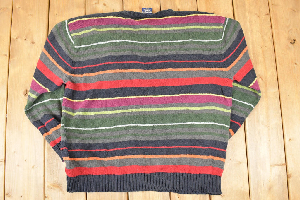 Vintage 1990s Steve & Barry's Striped Knit Crewneck Sweater Mens L