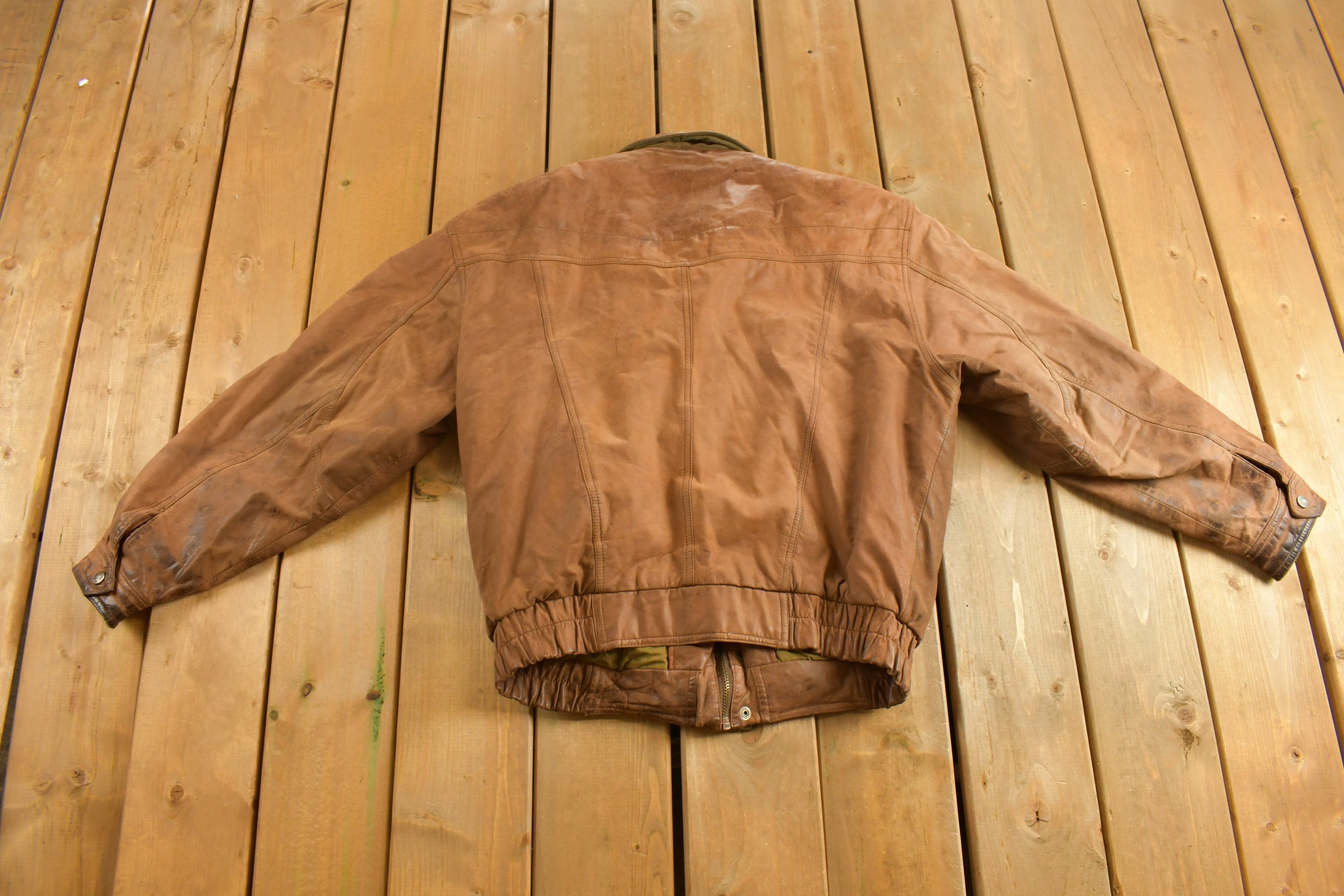 Vintage 1980s Field Gear Brown Leather Jacket