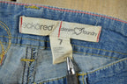Vintage 2000s Echo Red Pink Embroidered Low Waisted Women's Denim Jeans Size 28 x 32