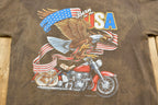 Vintage 1986 Harley Davidson Motorcycles Born in the USA 3D Emblem T-Shirt