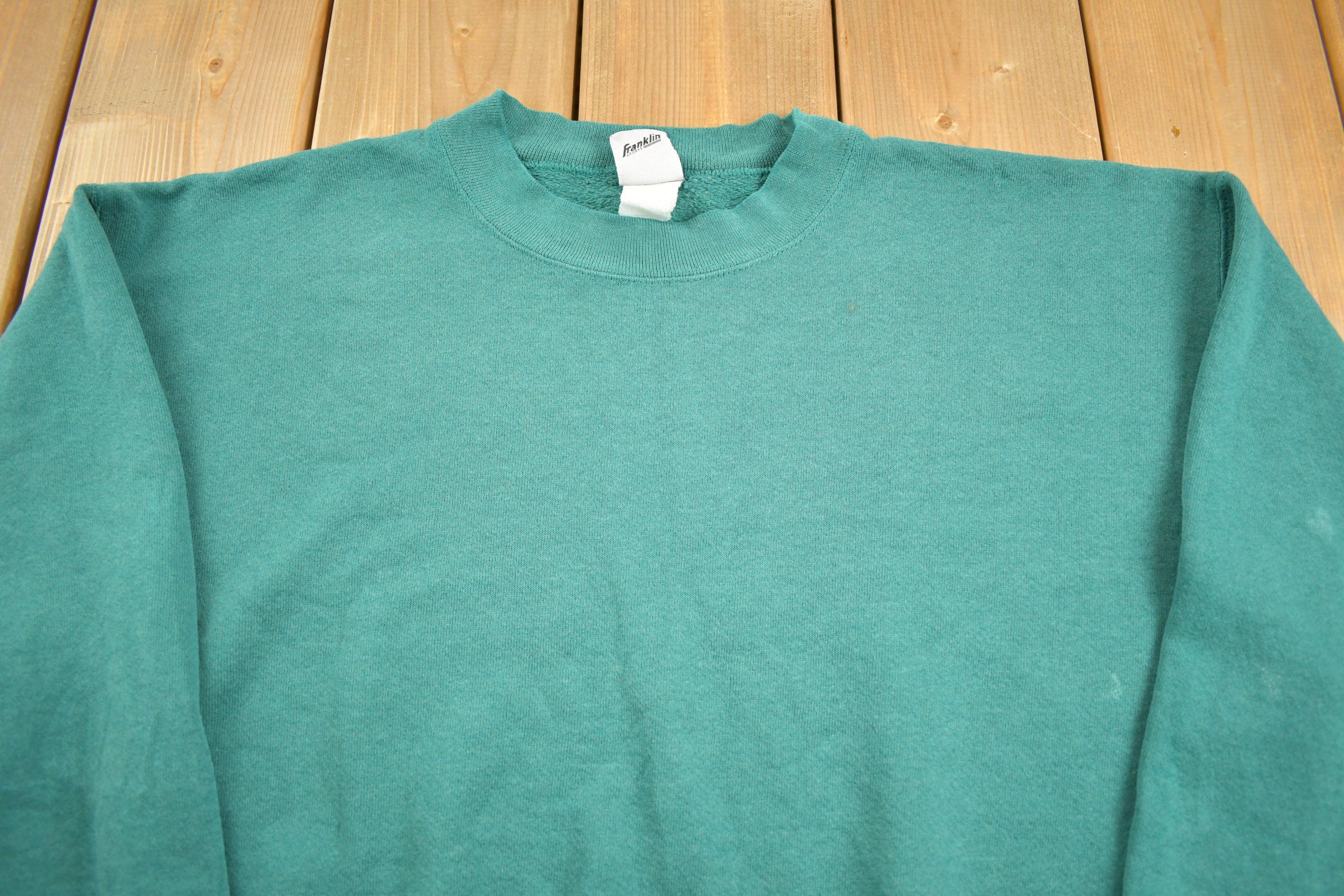 Vintage 1990s Green Franklin Sports Blank Crewneck Sweatshirt Size Medium