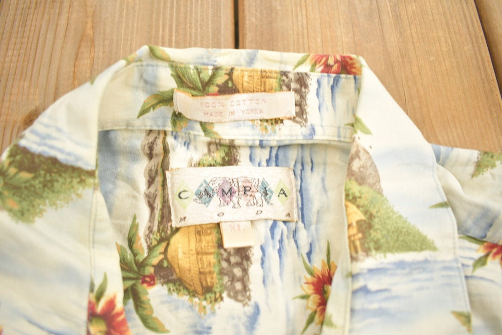 Vintage 1990s Campia Tropical Theme Button Up Shirt