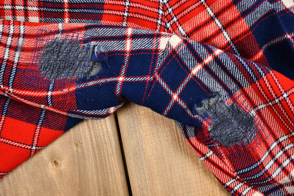 Vintage 1960s Distressed Pendleton Wool Plaid Flare Pants