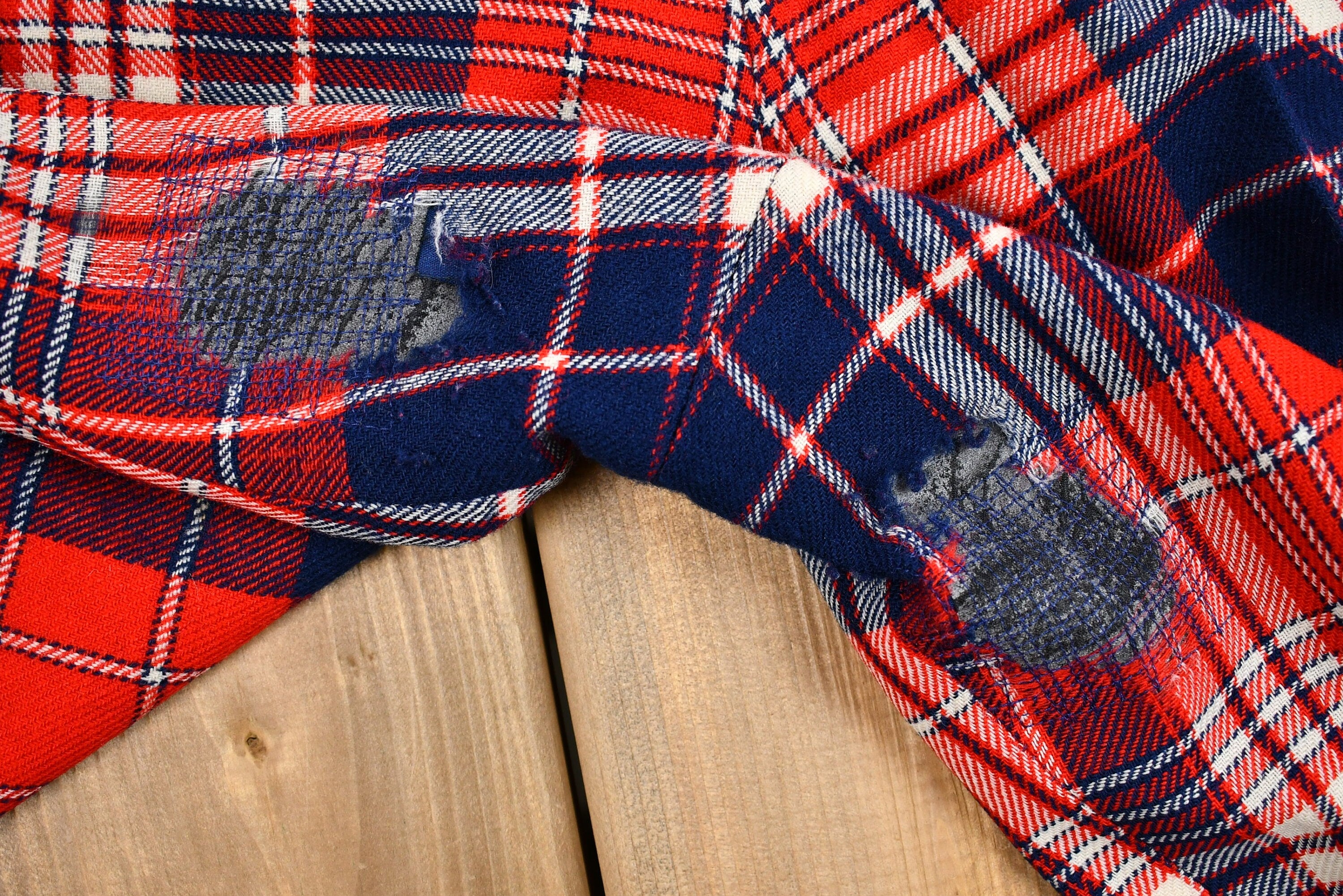 Vintage 1960s Distressed Pendleton Wool Plaid Flare Pants