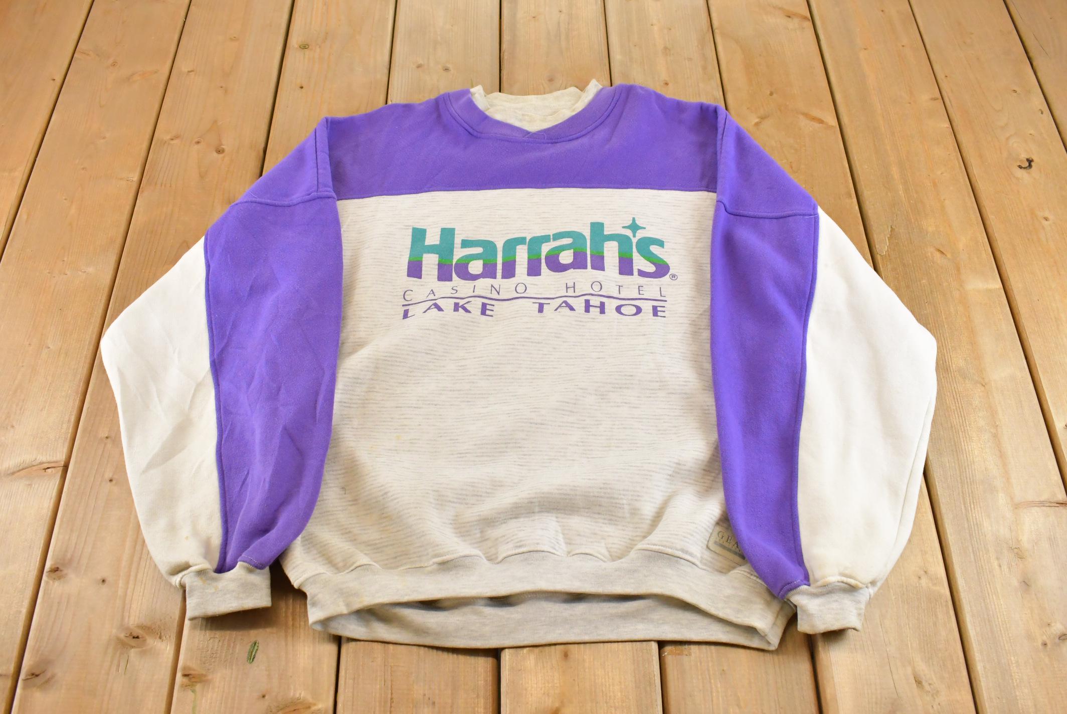 Vintage 1990s Harrah's Resort Casino Lake Tahoe Souvenir Crewneck Sweatshirt Men's Large