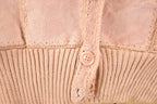 Vintage 1970s Tami Sportswear Abstract Knit Leather Cardigan Sweater Vest Women's S