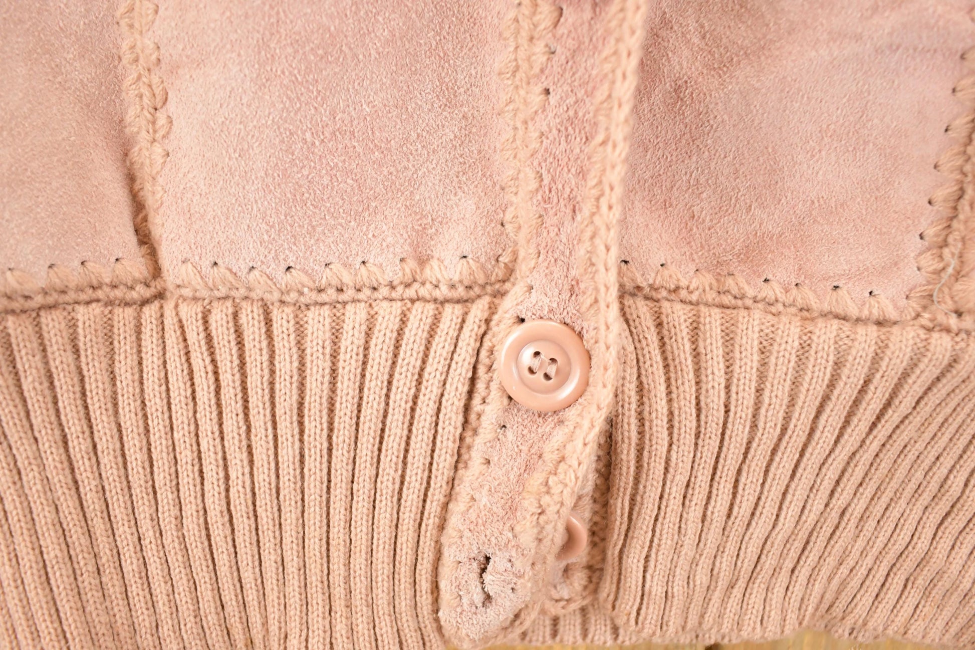 Vintage 1970s Tami Sportswear Abstract Knit Leather Cardigan Sweater Vest Women's S