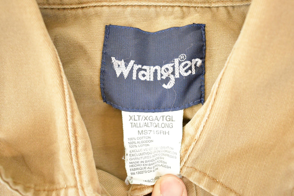 Vintage 1990s Wrangler Tan Western Button Up Shirt Men's XL