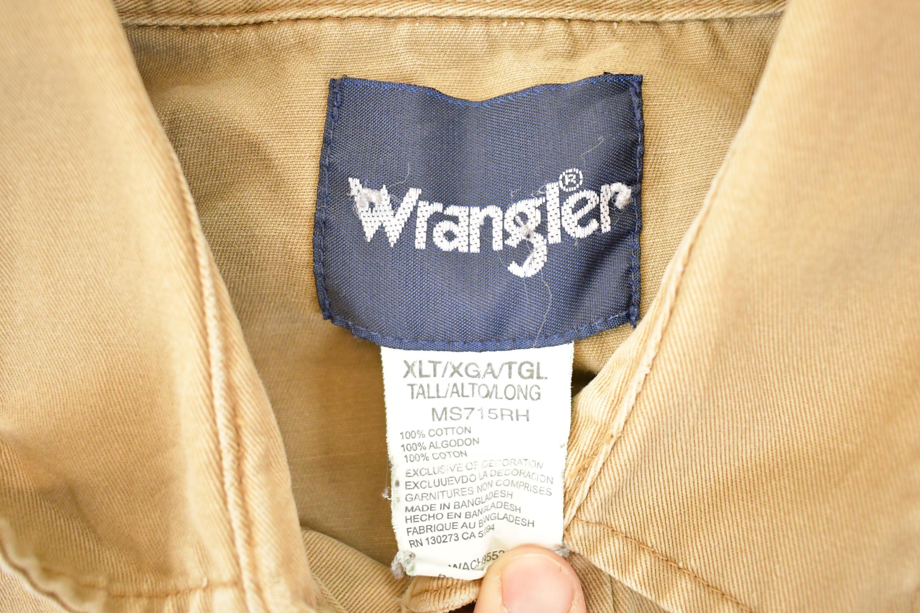 Vintage 1990s Wrangler Tan Western Button Up Shirt Men's XL