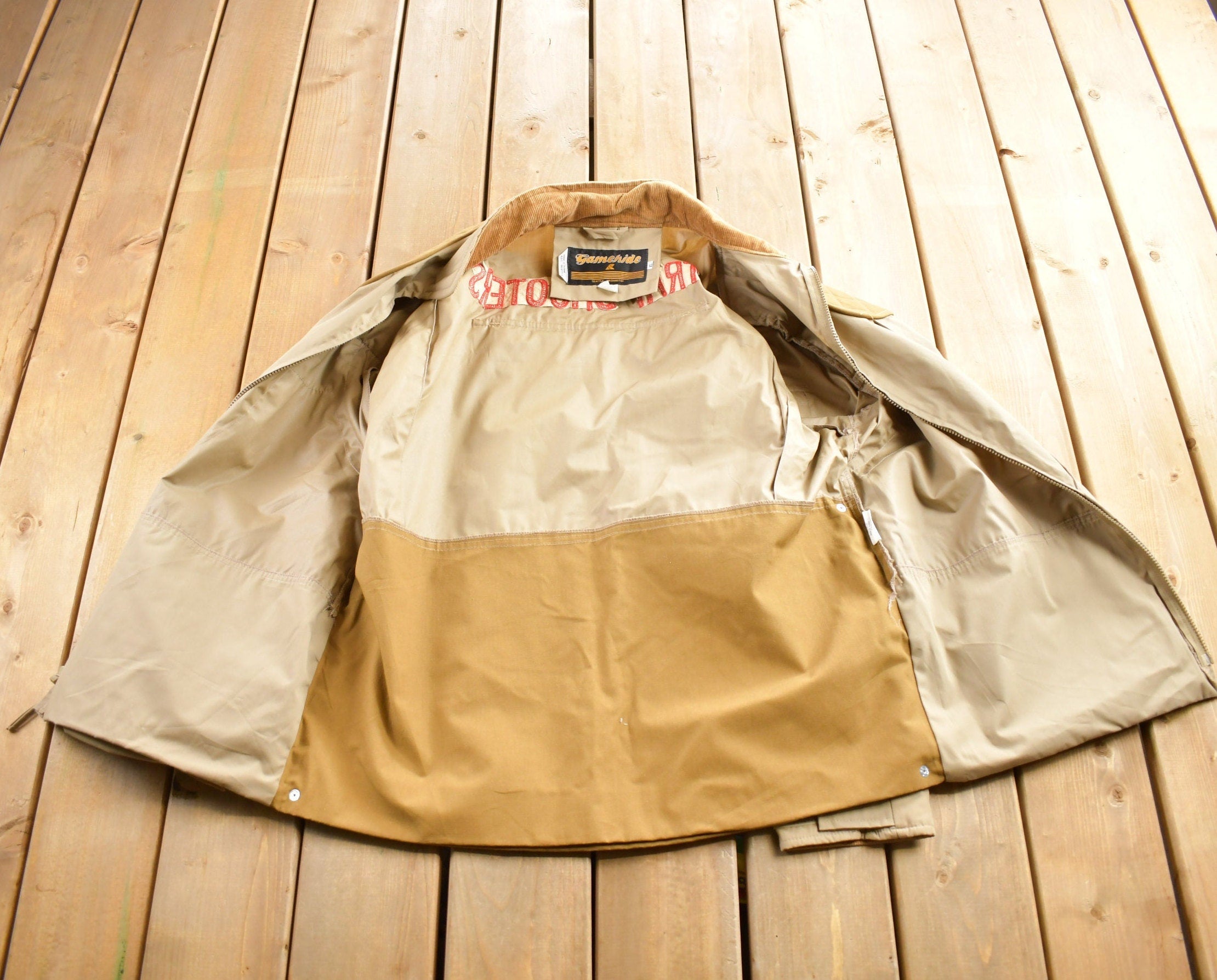 Vintage 1980s Gamehide Stray Shooter Chain Stitch Embroidered Padded Hunting Jacket Size XL