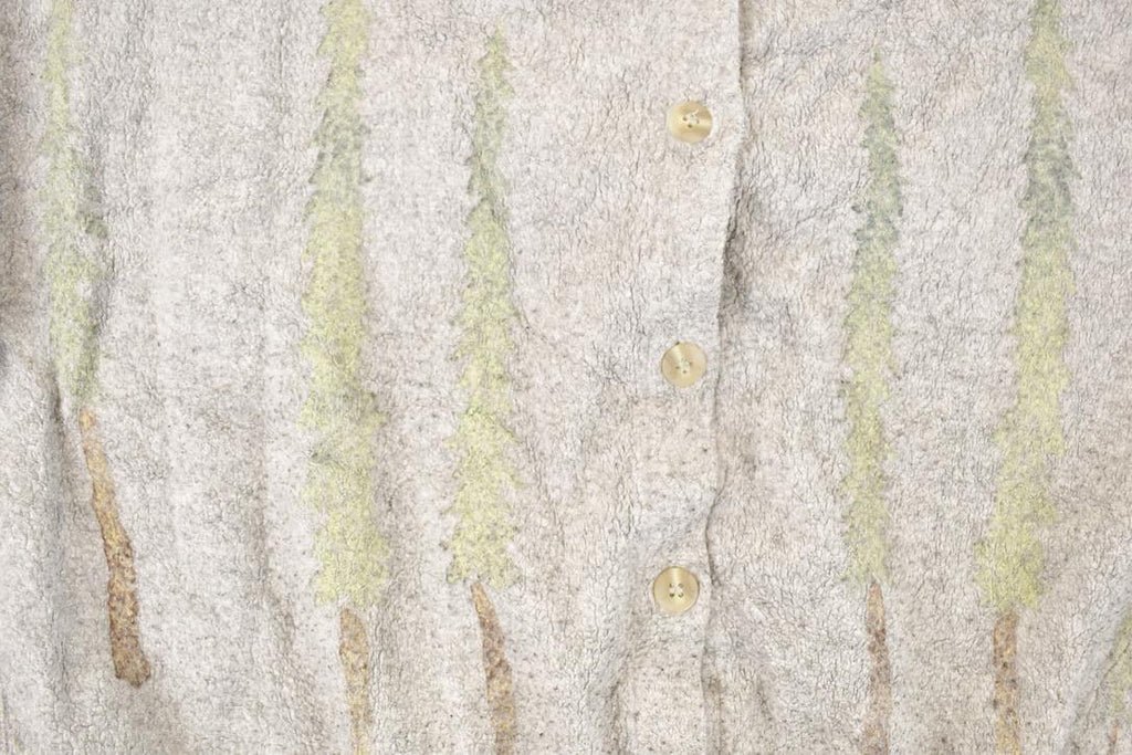 Vintage 1990s Artisans Forest Fleece AOP Double Collar Cardigan Sweatshirt Women's L