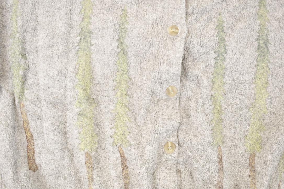 Vintage 1990s Artisans Forest Fleece AOP Double Collar Cardigan Sweatshirt Women's L