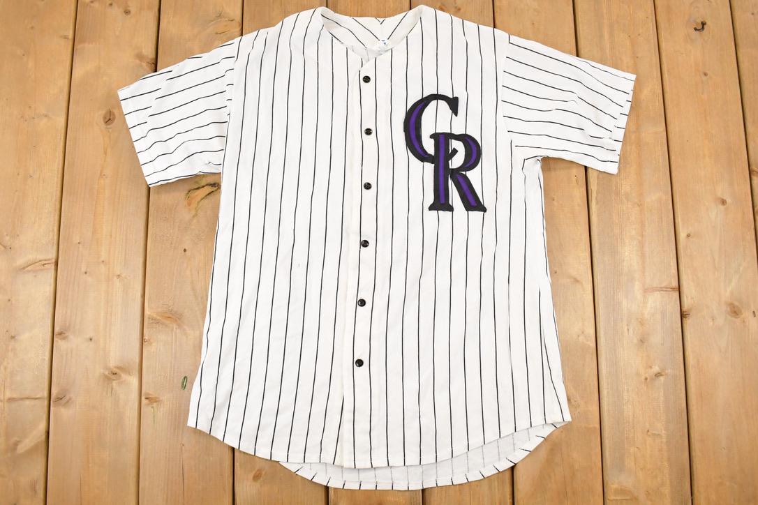 Vintage 1990s Majestic Sportswear Colorado Rockies Embroidered Baseball Jersey Men's L