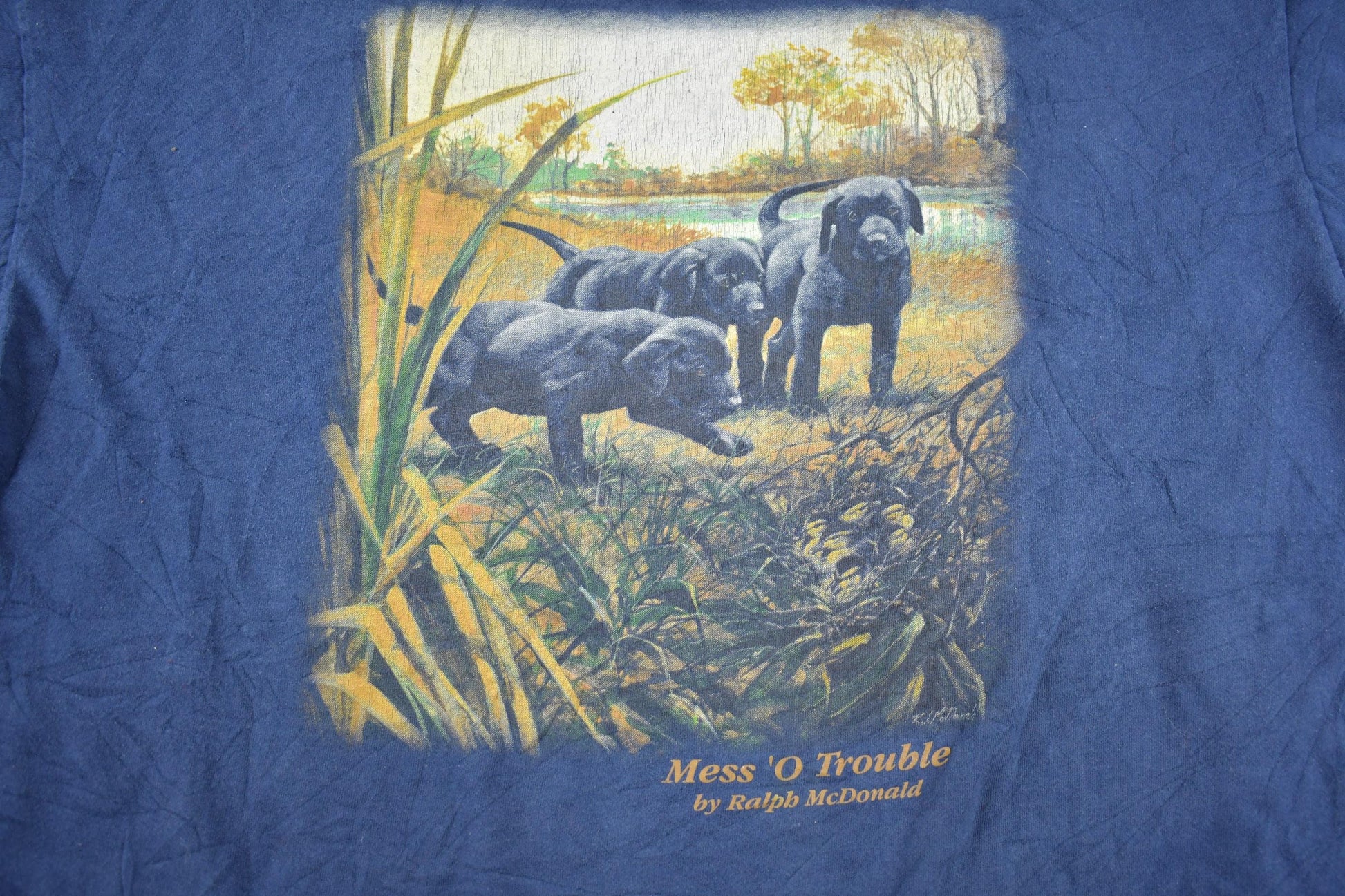 Vintage 1990s Black Lab Puppy Graphic T Shirt / Black Labrador Dog T Shirt