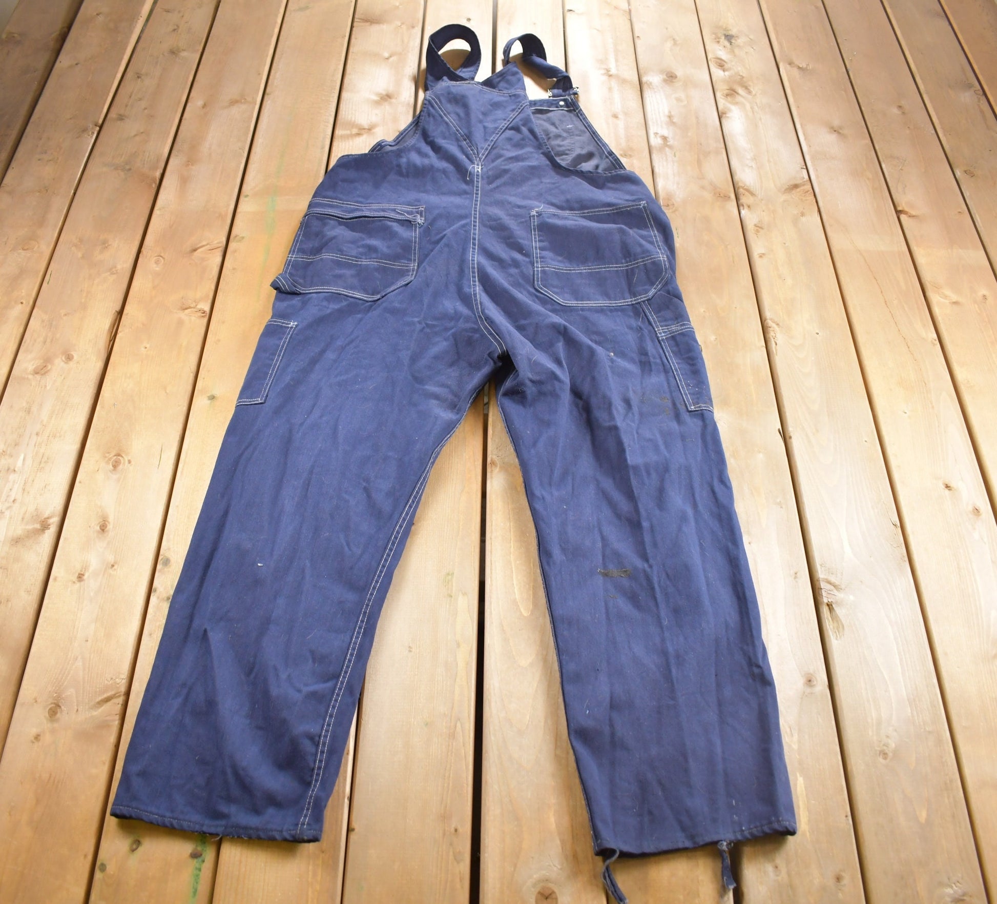 Vintage 1970s Sears Blue Denim Overalls Size 42 x 28