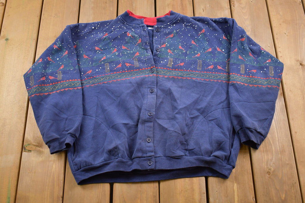 Vintage 1990s Nature All Over Print Double Collar Sweatshirt