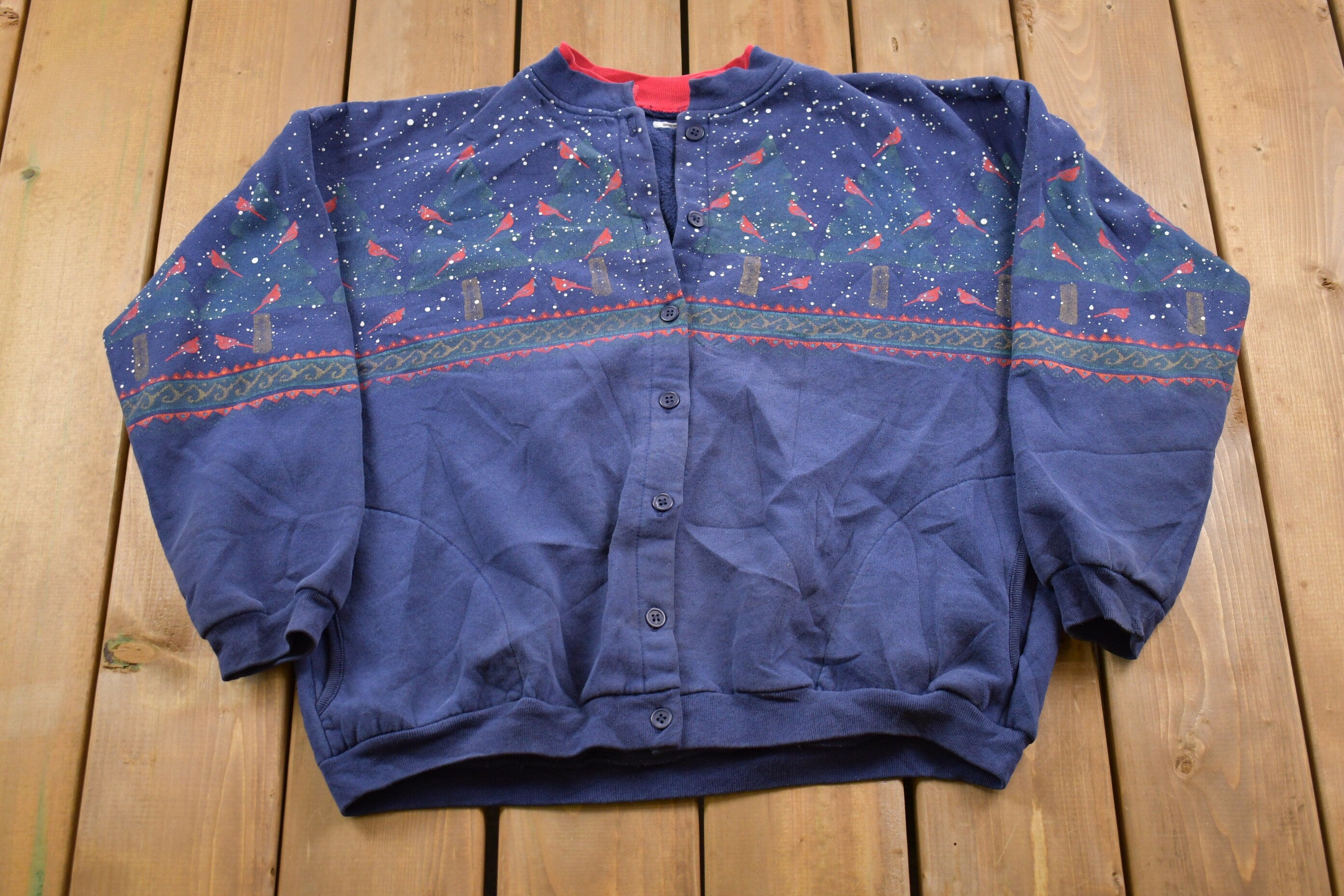 Vintage 1990s Nature All Over Print Double Collar Sweatshirt