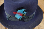 Vintage 1950s Stetson Saxon Blue Fedora With Feather