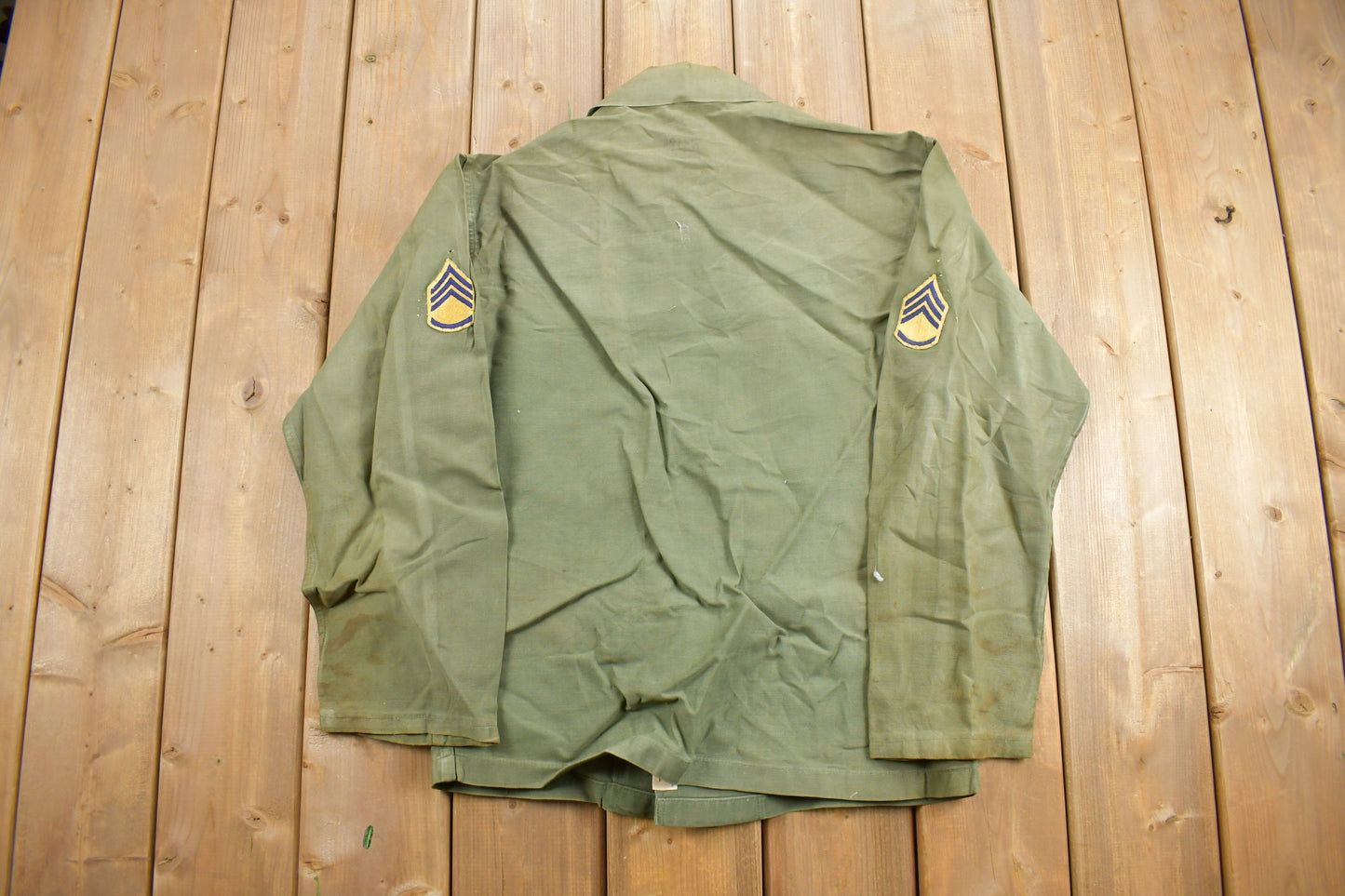 Vintage 1950s OG-107 US Air Force Military Sateen Shirt / Combat Shirt / Vietnam Era / True Vintage / 50s 60s Military