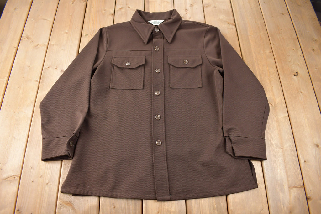 Vintage 1970s Levi's Panatela Western Style Brown Button Up Shirt Made in USA Size XL