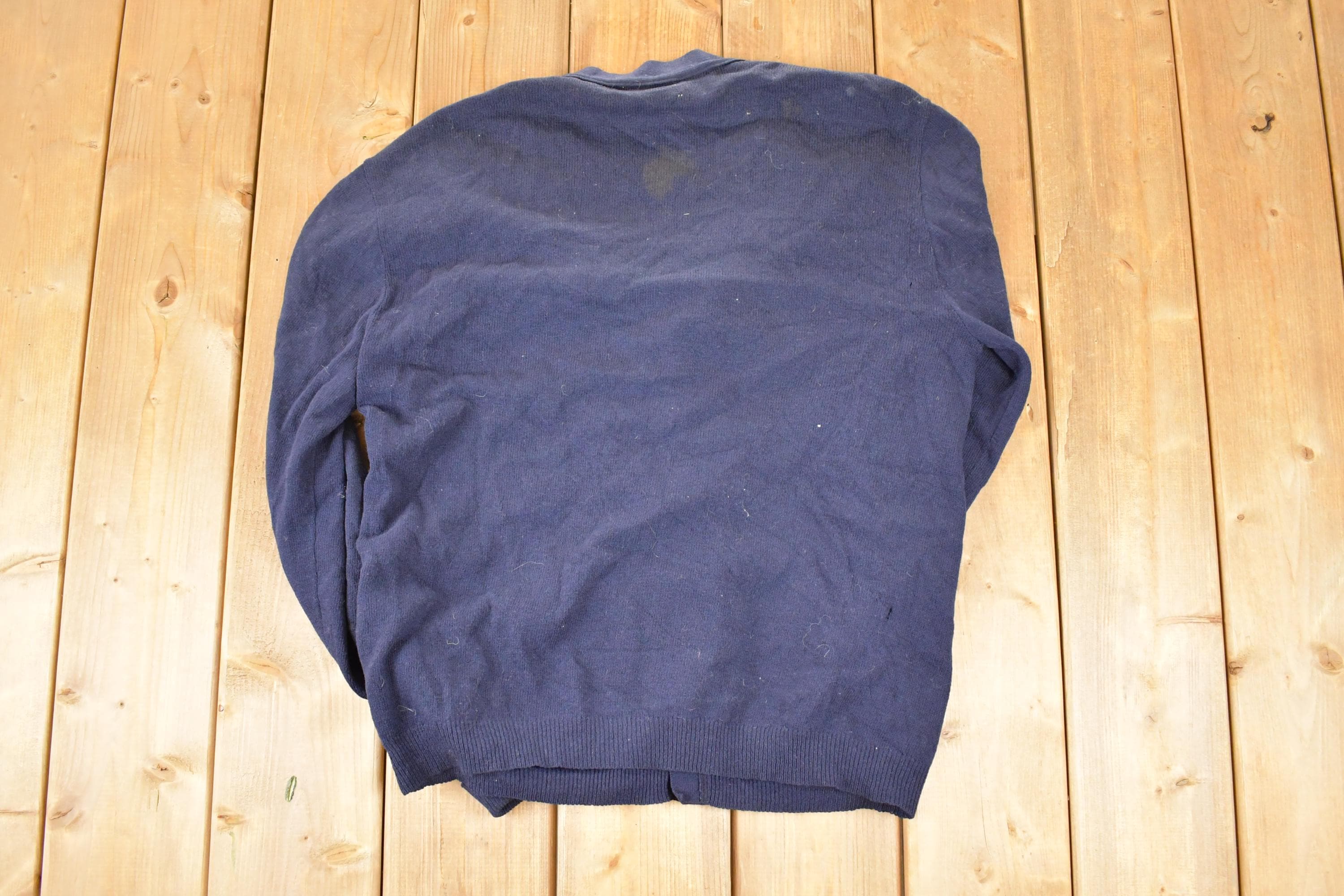 Vintage 1970s Jeff Lamb Wool Knit Cardigan Sweater Men's L