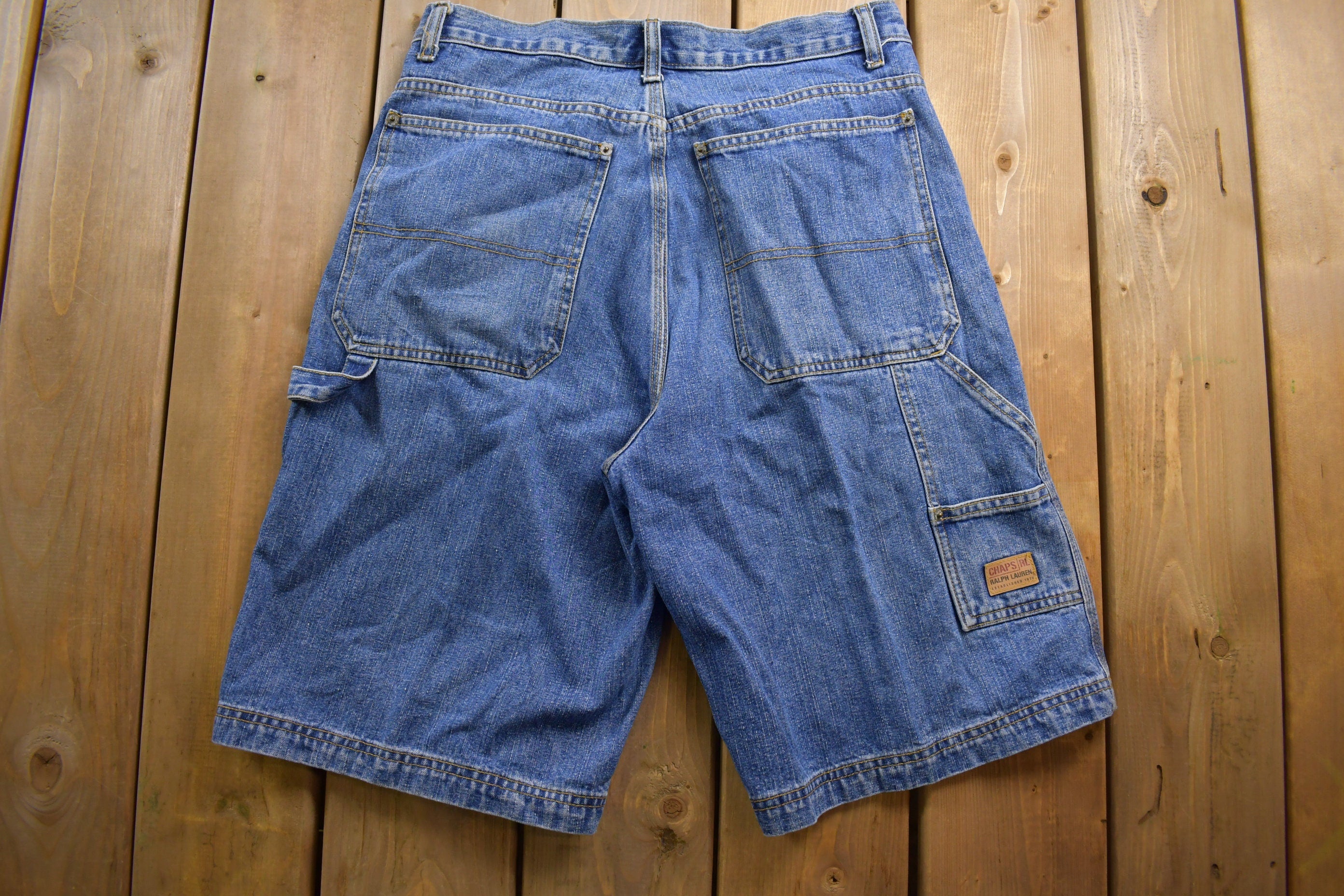 Vintage 1990s Chaps by Ralph Lauren Cargo Jean Shorts Size 30