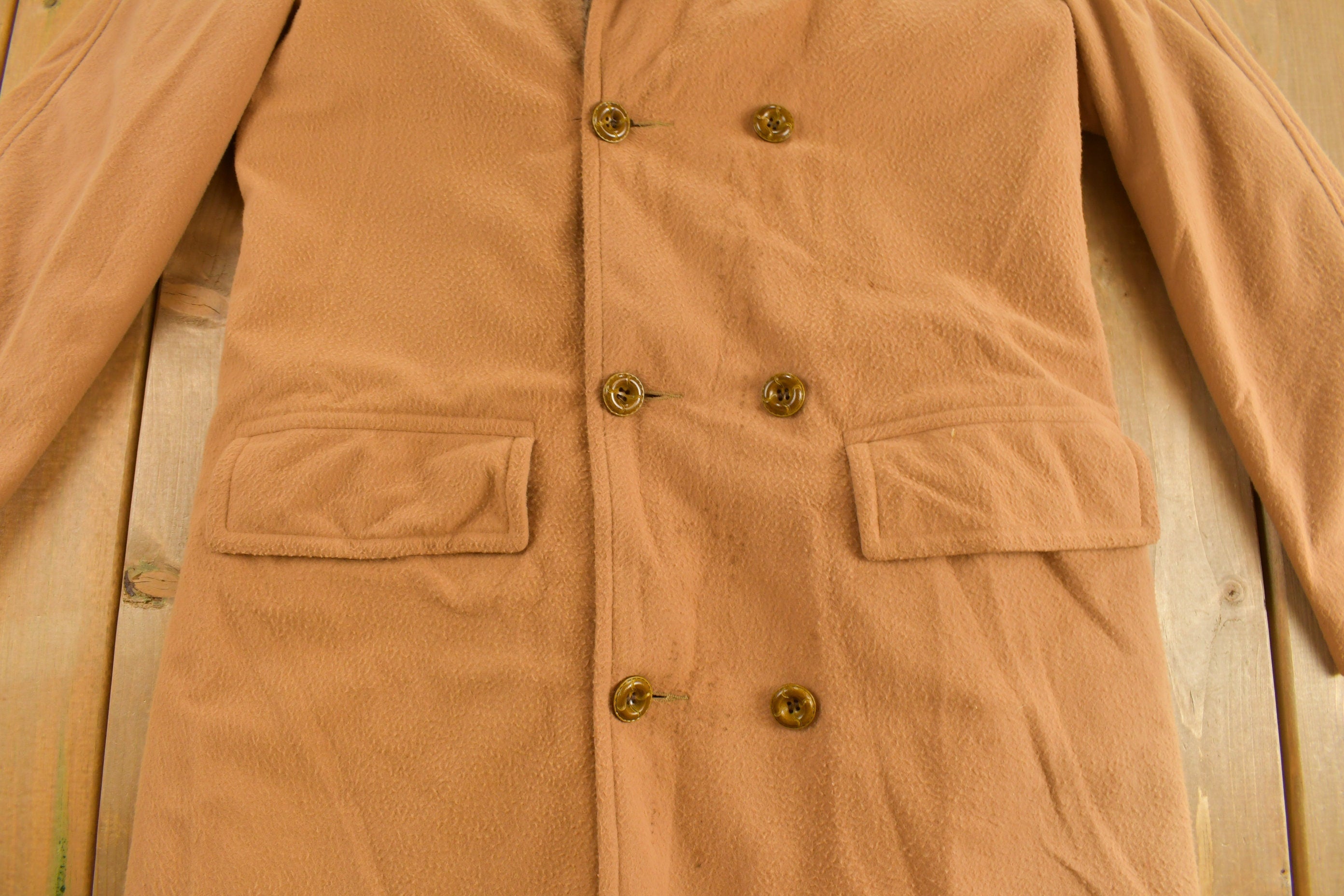 Vintage 1990s Fur Collar Leather Overcoat