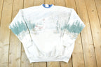 Vintage 1990s AOP Winter Theme Crewneck Sweatshirt Made In USA Mens XL