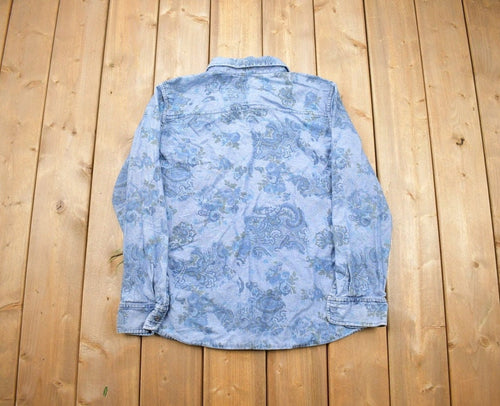 Vintage 1990s Krazy Kat Denim Button Up Shirt / Denim / Abstract Pattern / Casual Shirt / Formal Shirt