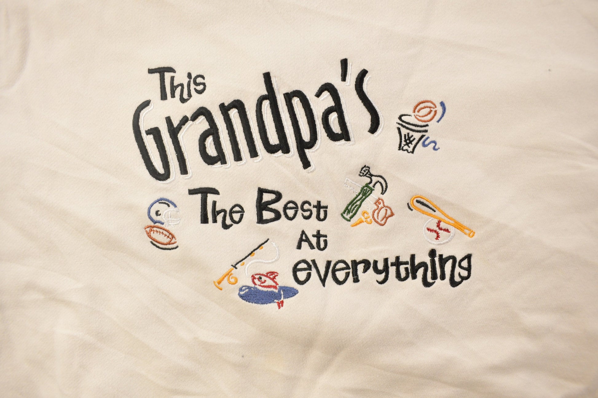 Vintage 1990s Best Grandpa In The World Crewneck Sweatshirt / 90s Crewneck / Streetwear / Embroidered
