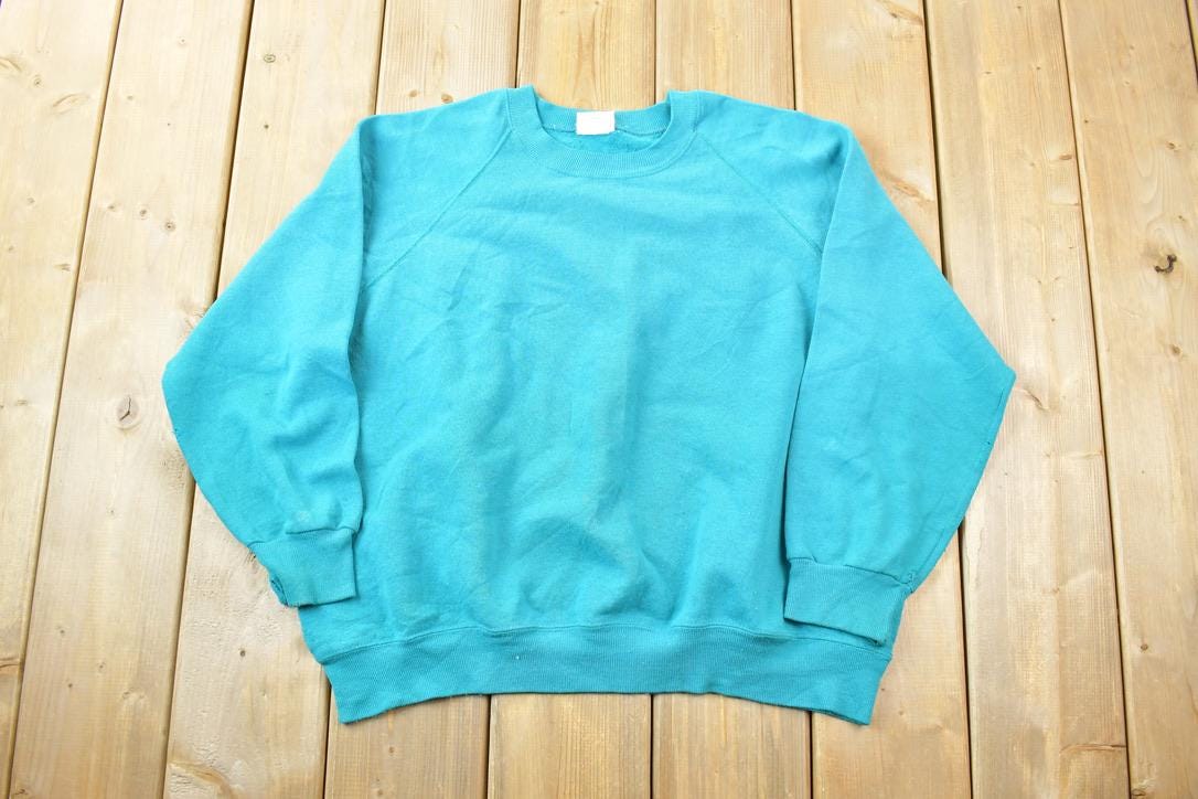 Vintage 1990s Lee Sturdy Sweats Blank Teal Crewneck Sweatshirt