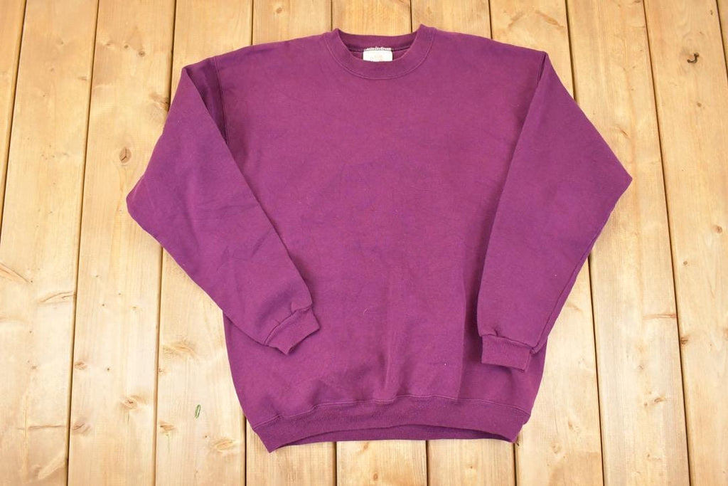 Vintage 1990s Hanes Premium Heavyweight Sweats Purple Blank Crewneck Sweatshirt Mens L