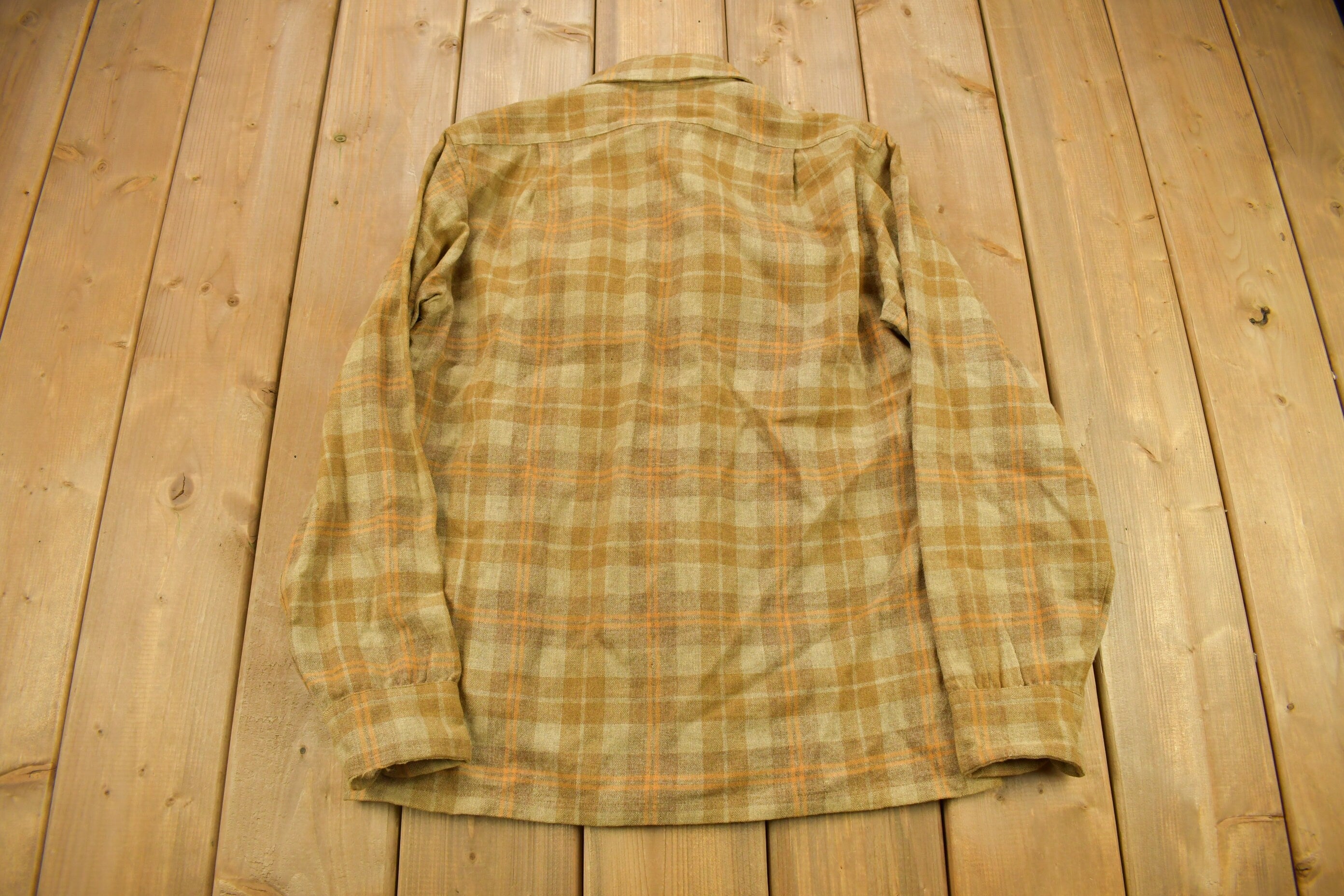 Vintage 1960s Pendleton Plaid Button Up Board Shirt