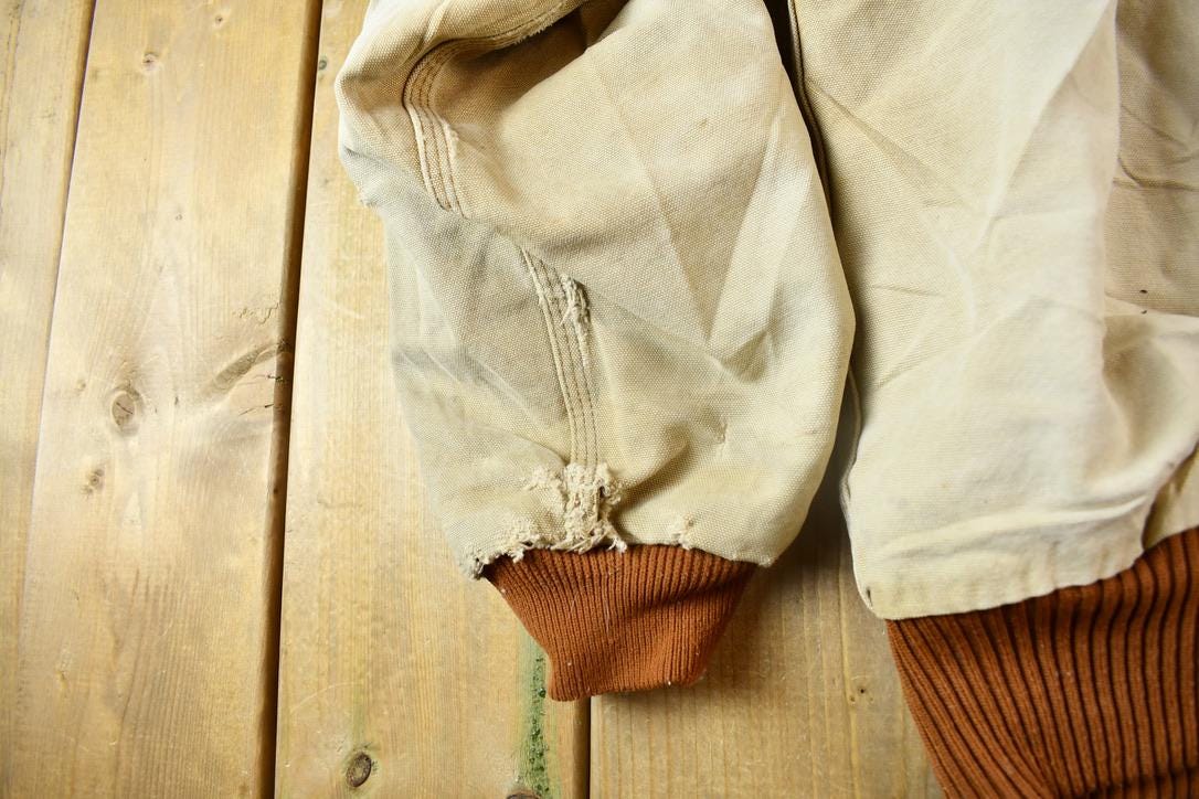 Vintage 1990s Distressed Carhartt Beige Active Jac Jacket Size XL-XXL  Distressed  Beige  Vintage Workwear