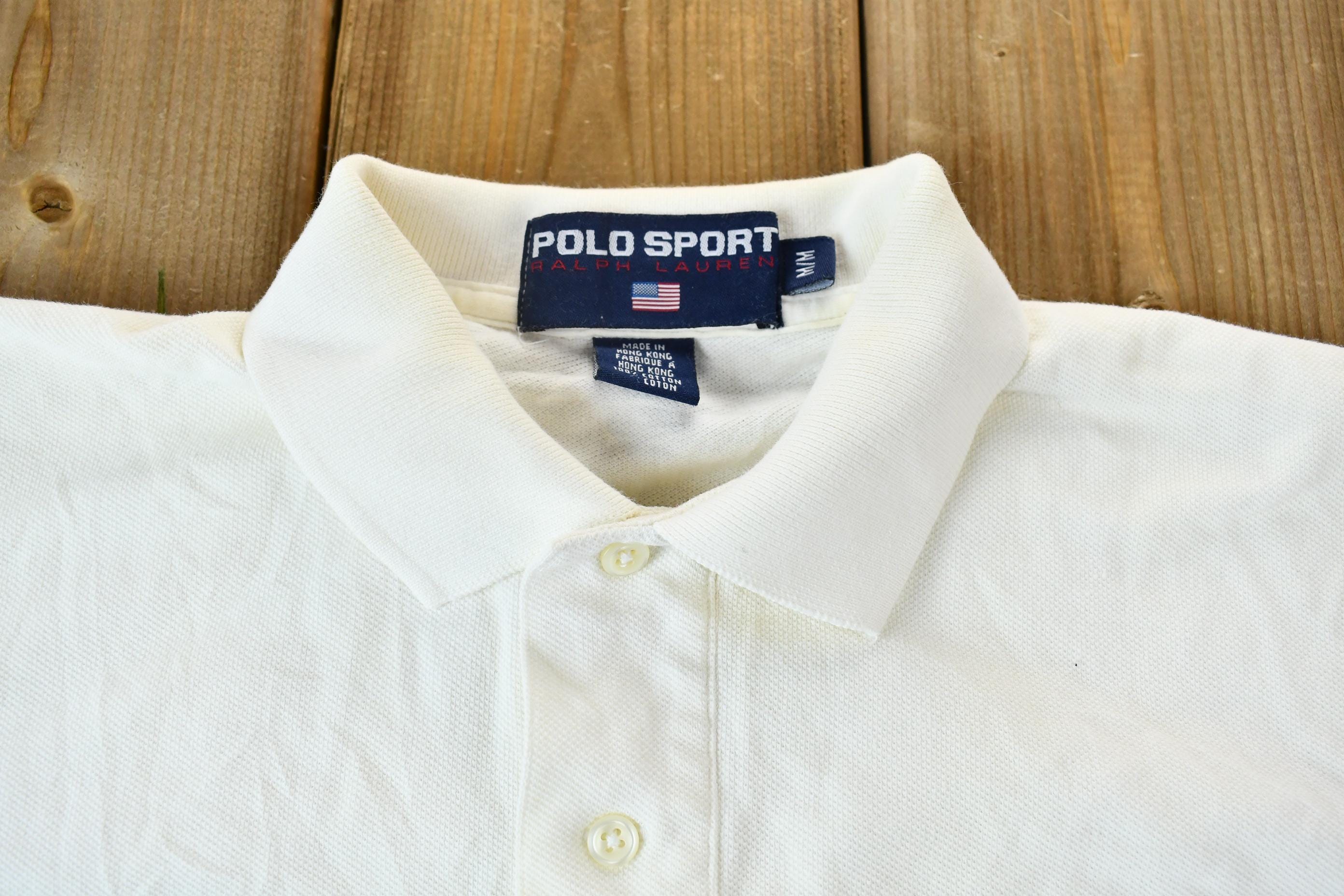 Vintage 1990s Polo Ralph Lauren Sport Ocean Challenge Compass Logo Embroidered Polo Shirt