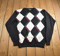 Vintage 1990s Croft & Barrow Knit Argyle Pattern Crewneck Sweater