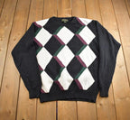 Vintage 1990s Croft & Barrow Knit Argyle Pattern Crewneck Sweater