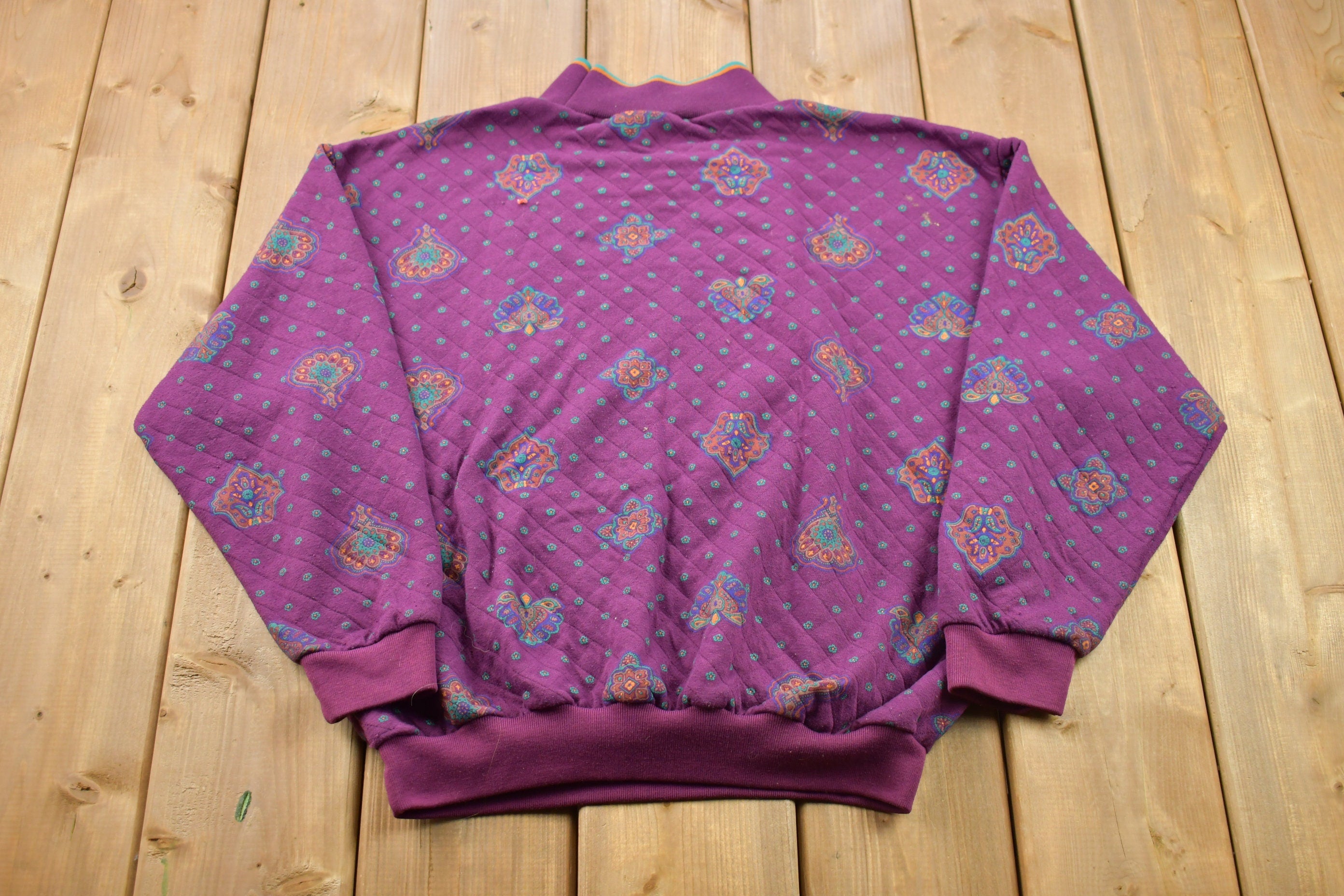Vintage 1990s Patterned Turtleneck Sweater