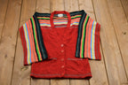 Vintage 1980s Striped Sleeves Knitted Sweater