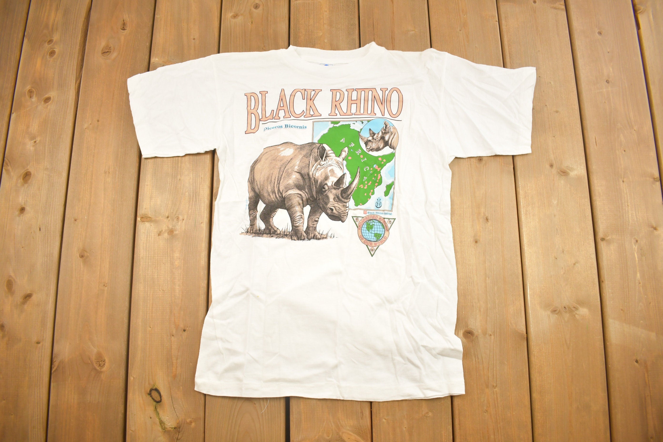 Vintage 1990s Black Rhino Graphic T-Shirt